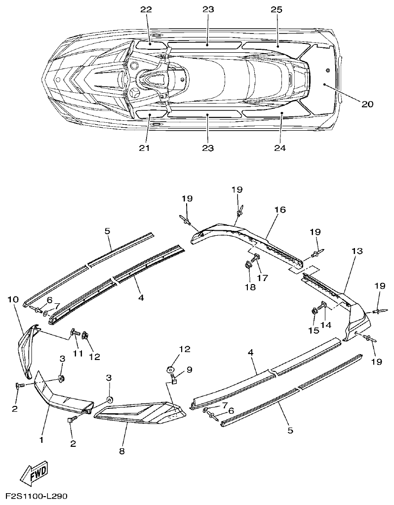 Yamaha FA1800A-M GUNWALE & MAT parts diagram
